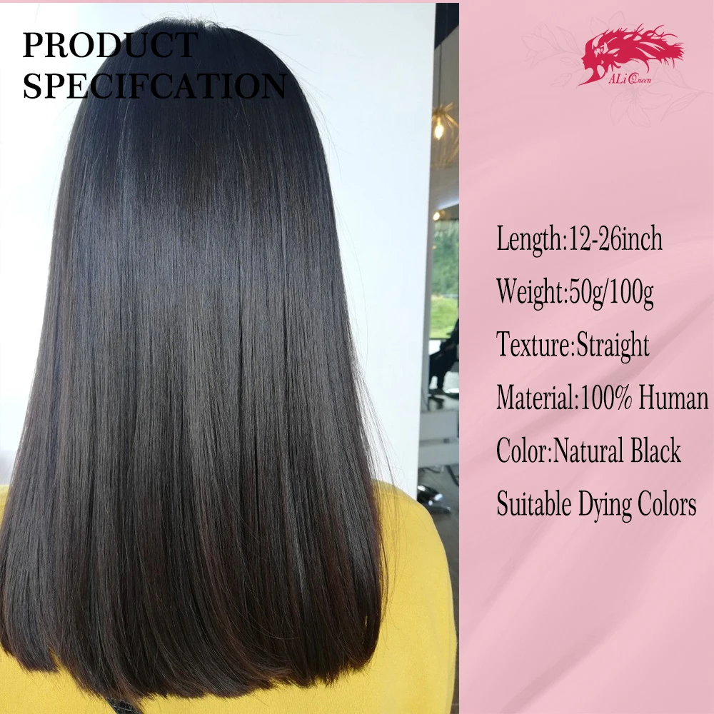 Ali Queen Hair Straight Bulk Hair Bundles braids hair extensions 12-26in No Weft Virgin Hair Weaving human hair bundles 100g