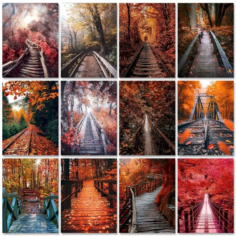 

GATYZTORY Frame DIY Painting By Numbers Wall Art Canvas Painting Autumn Landscape Paint By Numbers Coloring By Numbers Home Art