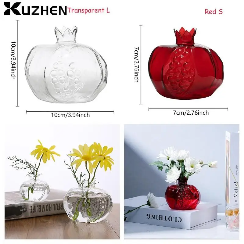 Pomegranate Vase Glass Home Decor Vase Fruit Vase Room Decor Creative Decor Fruit Cachepot Home Decoration Flower Vase