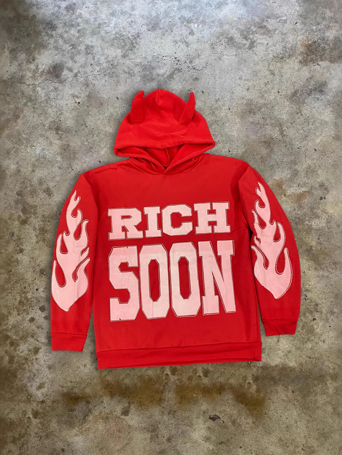 Y2K Devil Print Hoodie Europese Amerikaanse Streetwear Trendy Pullover Sweatshirt met lange mouwen