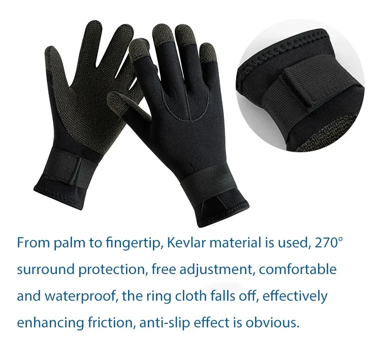 3mm verdicken Kevlar Tauchen Handschuhe kratzfest Fisch Jagd warme Handschuhe Deep Dive Unterwasser Speerfischen Skifahren Handschuhe – Detail 8