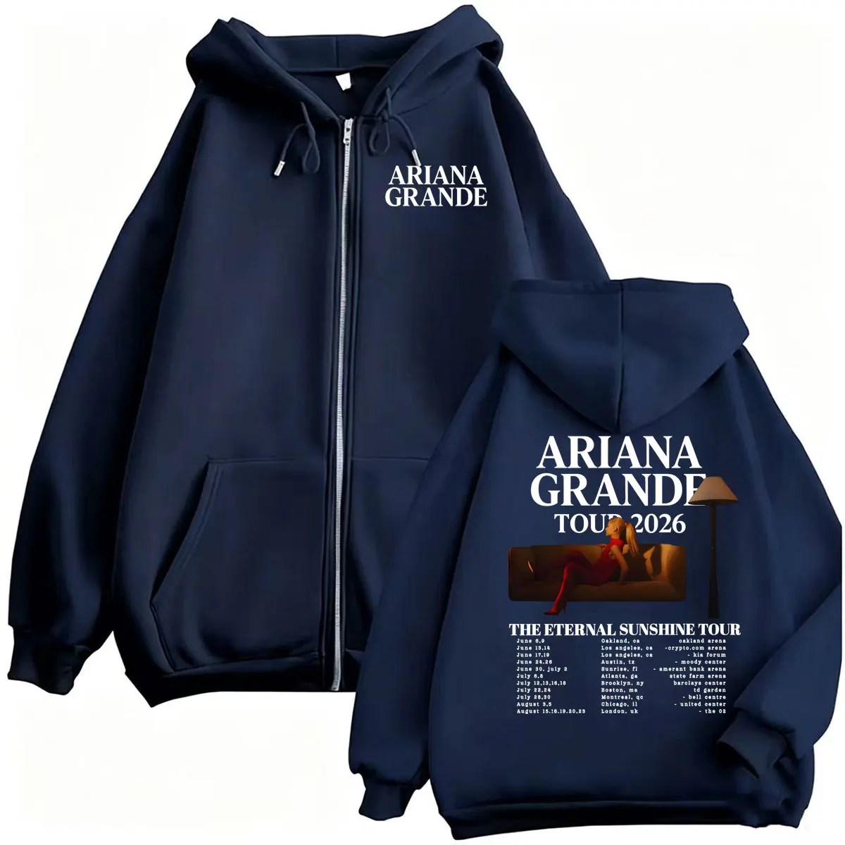 Ariana Grande Eternal Sunshine Tour Zipper Hoodie Men Women Fashion Aesthetic Jacket Sweatshirt Fleece Casual Zip Up Hooded Coat
