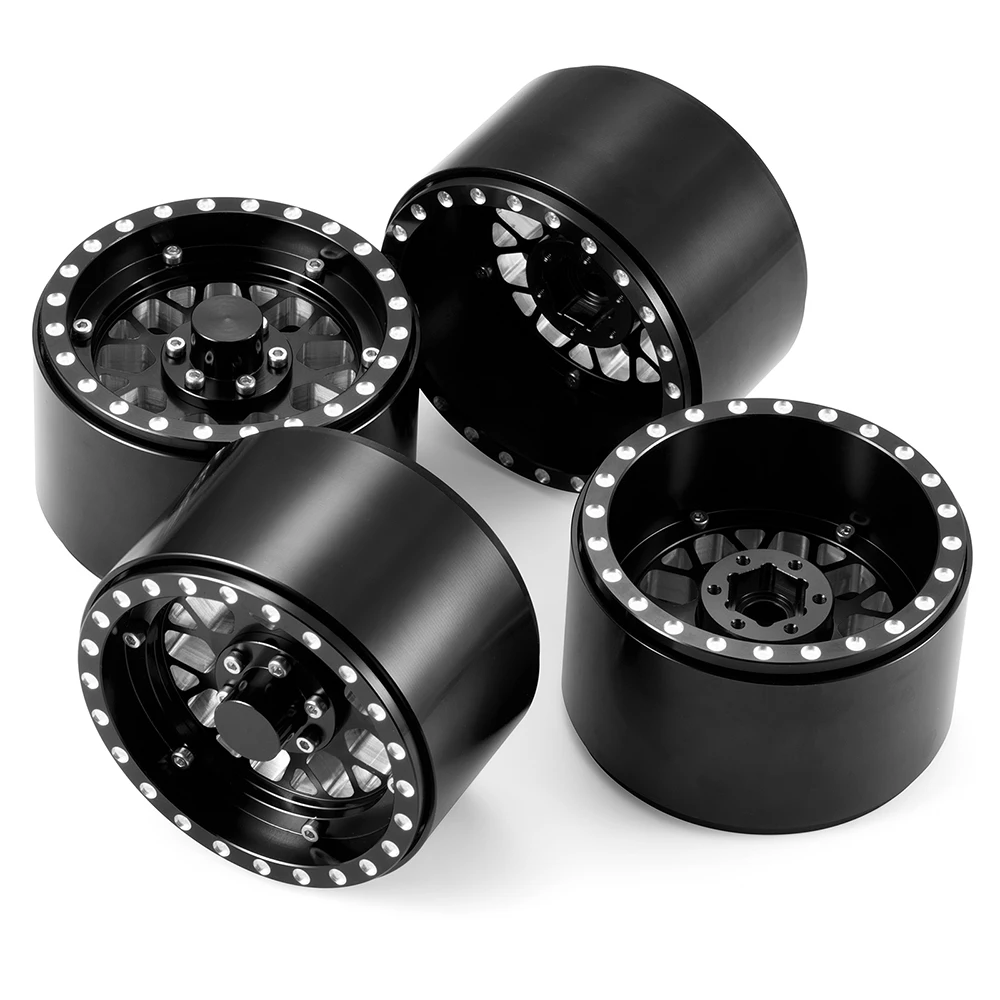 

MIBIDAO 4Pcs 2.2 inch 39mm Metal Alloy Beadlock Wheel Rims Hub for Axial RBX10 AXI03005 TRX-4 1/10 RC Crawler Car Model Parts