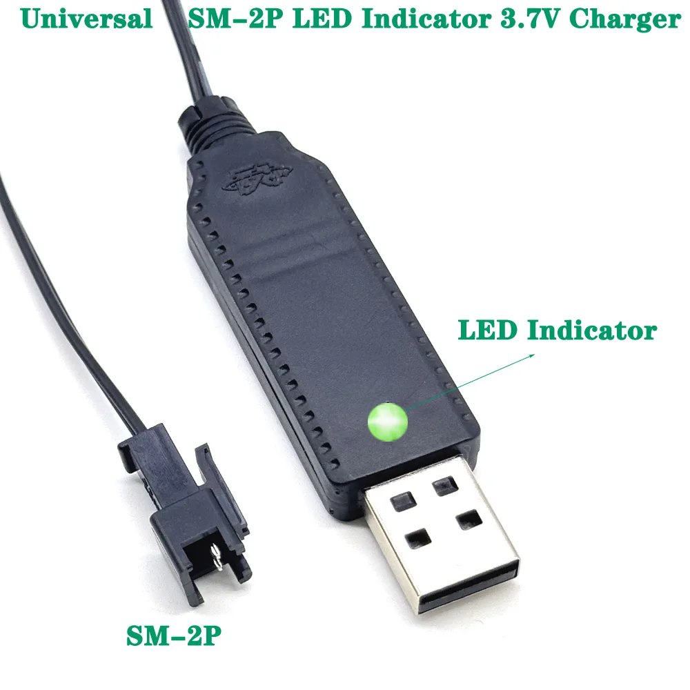 

1/3pcs With LED USB Charger Cable For 3.7V Lithium Battery Charger SM-2P Forward RC Car Aircraft Spare Parts RC Quadcopter Toy