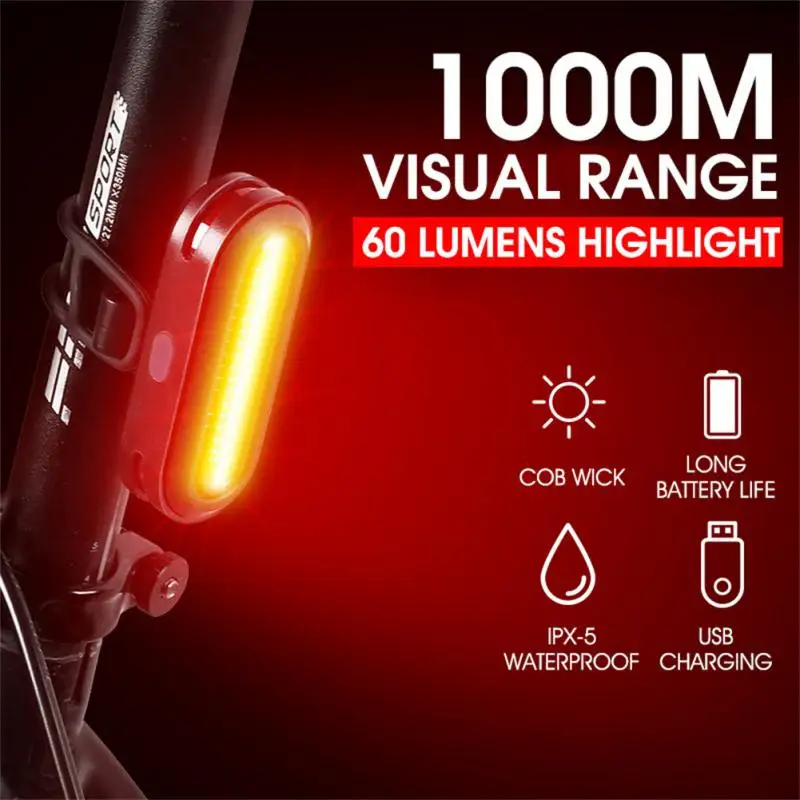 Bike Tail Light Waterproof Riding Rear Light LED USB Rechargeable 600mAh MTB Bike Taillight Bicycle Lamp Luz Trasera Bicicleta