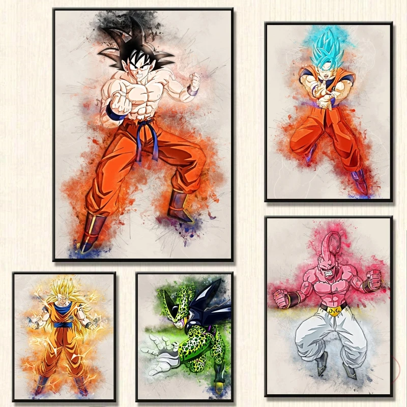 

Dragon Ball Canvas Artwork Son Goku Characters Classic Decorative Painting Living Room Room Decorative Wall Stickers