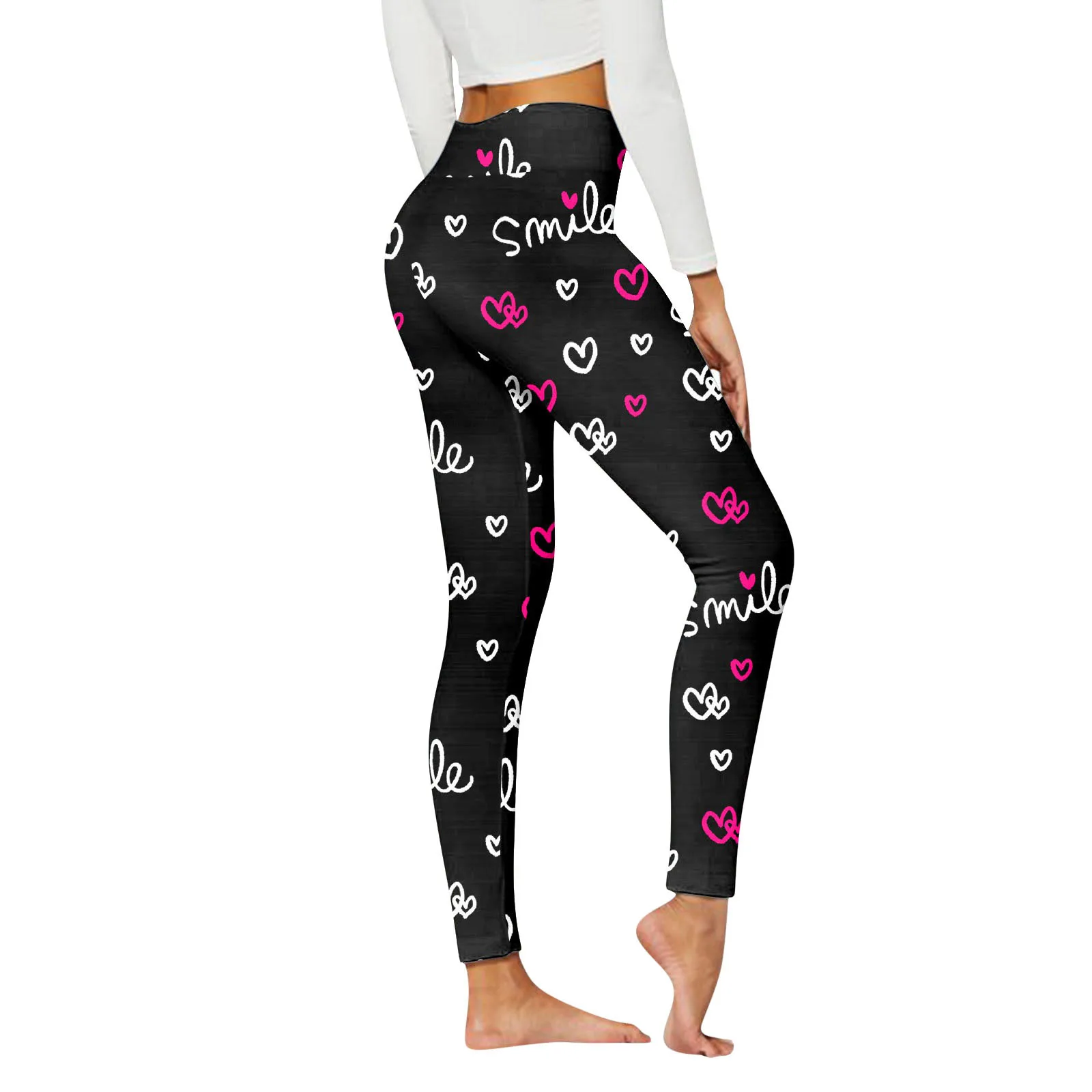 American yoga clothes fitness Women's cartoon printed love high waist hip lift yoga pants butt-lift underwear women's leggings