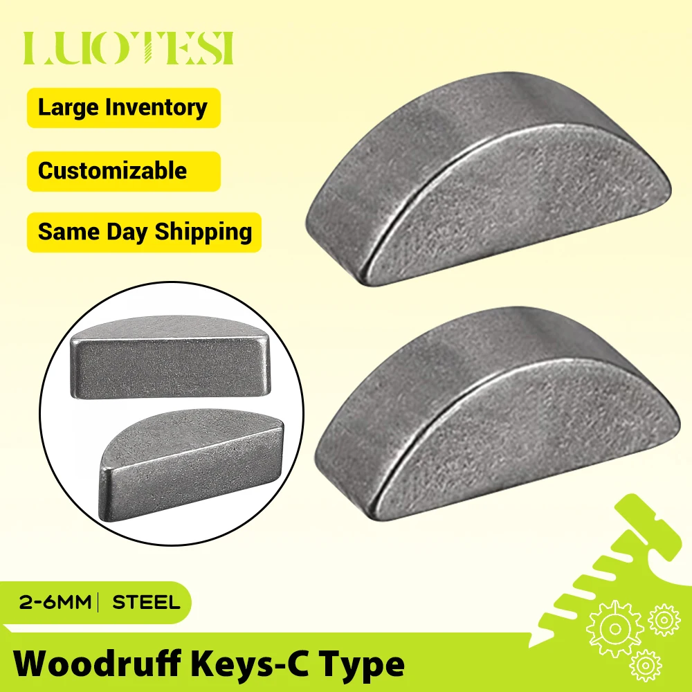 Woodruff Key-C Type Carbon Steel M2 M2.5 M3 M4 M5 M6 M8 M10 Metal Flat Semi-circular Half-Moon Bond Key for Automotive Repair
