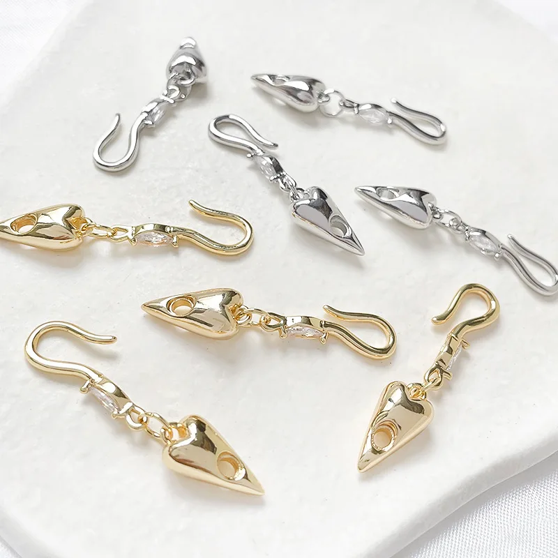1 Piece of Copper Love Fish Hook Pearl Connection Buckle DIY Bracelet Necklace Accessories Jewelry Making Materials Wholesale