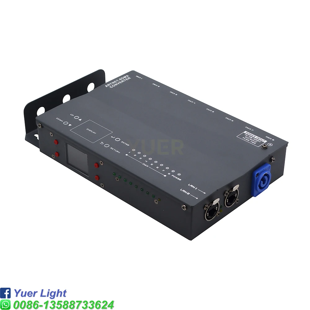 Nuovo convertitore ARTNET 8 DMX DMX 512 amplificatore Splitter isolato a 3pin ricevitore ricetrasmettitore DMX per luci da palcoscenico per feste in