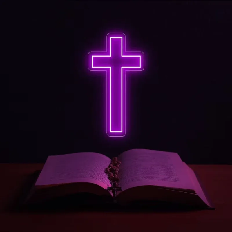 Cross Neon Sign 5V LED Neon Light for Wall Decor Christening Day Baby Shower Decoration Bedroom Kids Room 5V USB Powered Neon