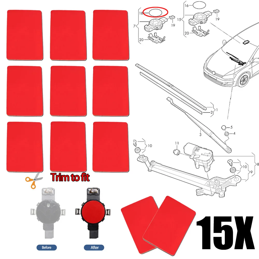 

15X For BMW X5 E53 SERIES Rain Light Sensor Gel Adhesive FILM Silicone Cushion Pad Windscreen Chip Repair Kit Multi-Purpose Tape