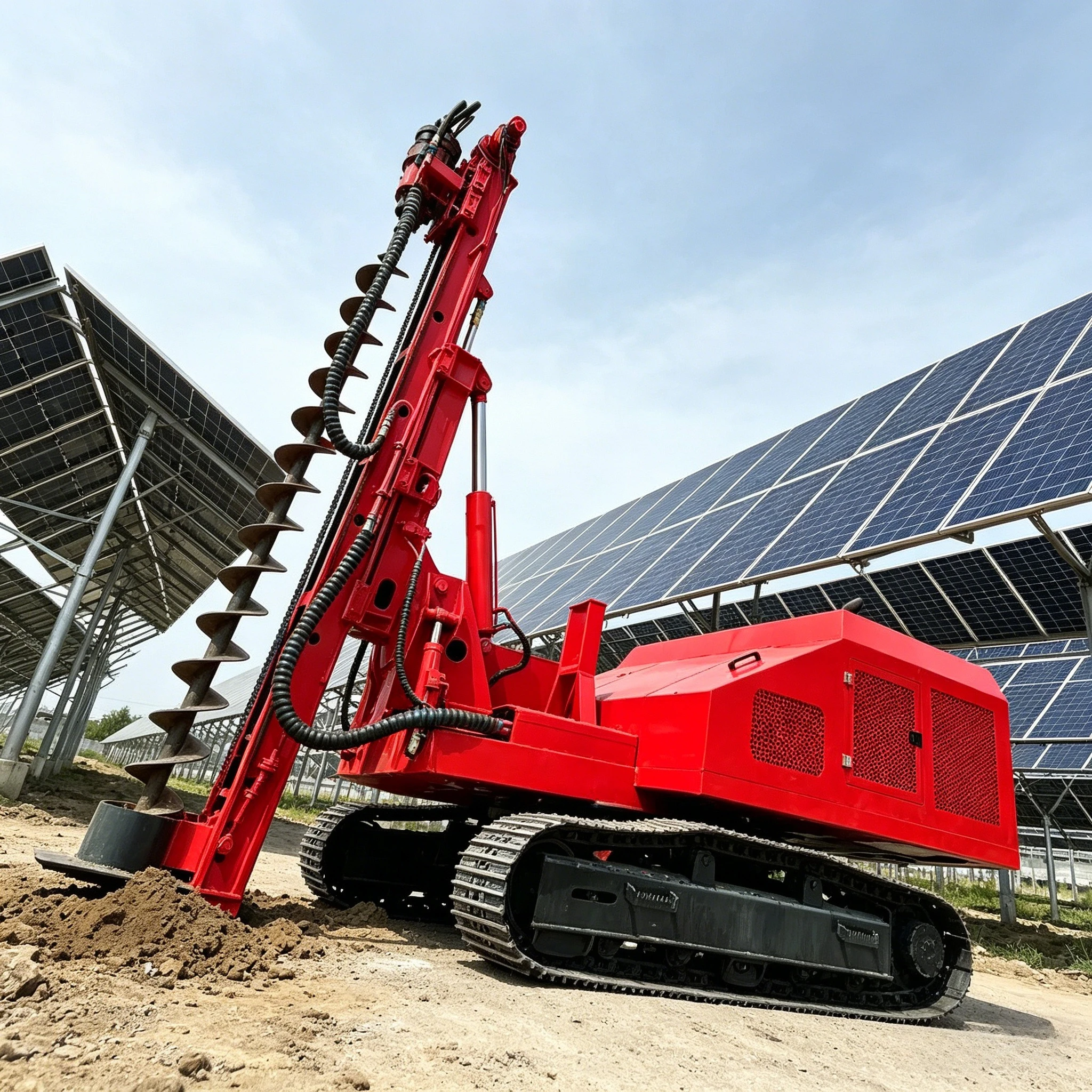 High Quality Solar Ground Screw Pile Driver Machine Post Rig Engine Gearbox Pump Motor Bearing Solar Pile Driver Customized