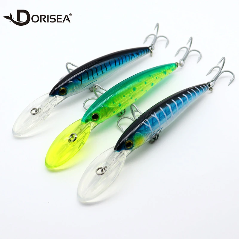 

DORISEA 12cm 32g Deep Sea Fishing Minnow Saltwater Trolling Lure Tuna Mackerel Bait With VMC 9626 Treble Hook