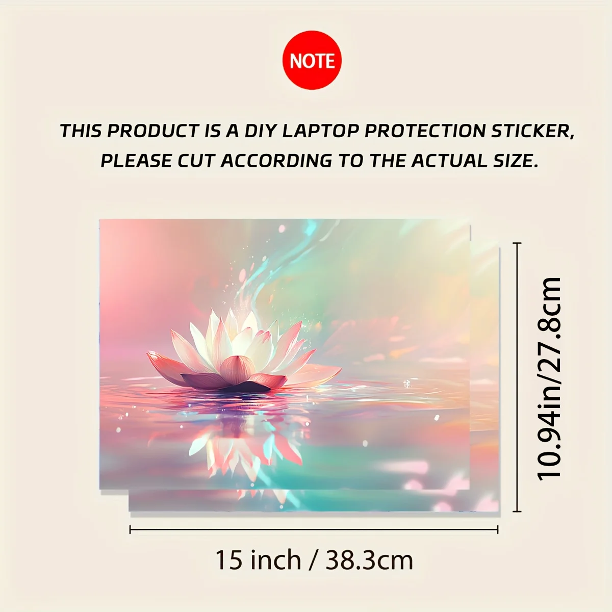Vinyl Laptop Case Lotus Rainbow Sticke 2 Pieces Set Scratch Resistant DIY Art Case for Laptops  Easy To Paste Self-adhesive