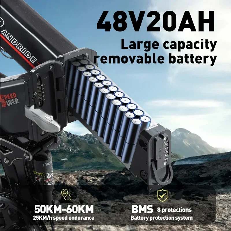 NEW YX20M Electric Bike 2000W motor 48v20ah lithium battery foldable E-bike 20 inch fat tire Off-road riding  Electric Bicycle image 6