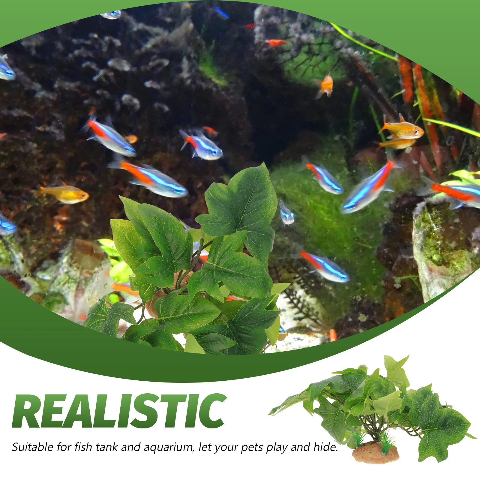 

Reptile Terrarium Plant Artificial Plant Ornament Base Design Easy Installation Natural Simulation Leaf Aquarium Cave Decoration