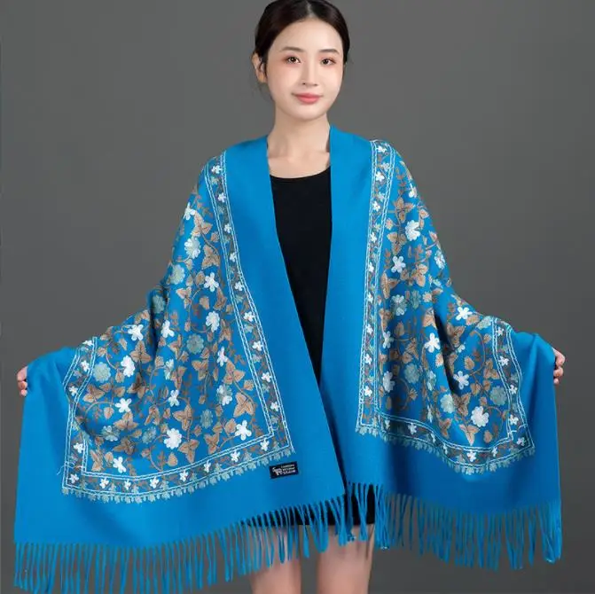 Women Winter Scart Embroidery Scarves Tippet Fashion Shawl Women Shawls Wraps Long Tassel Female Foulard Blanket Wrap Scarf