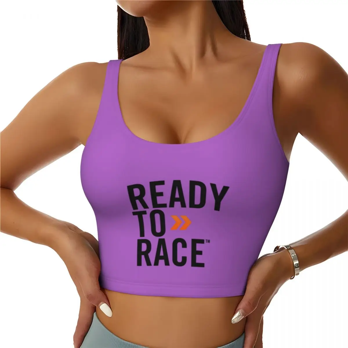 Custom Ready To Race Workout Crop Tank Tops Women Bike Logo Yoga Sports Bras