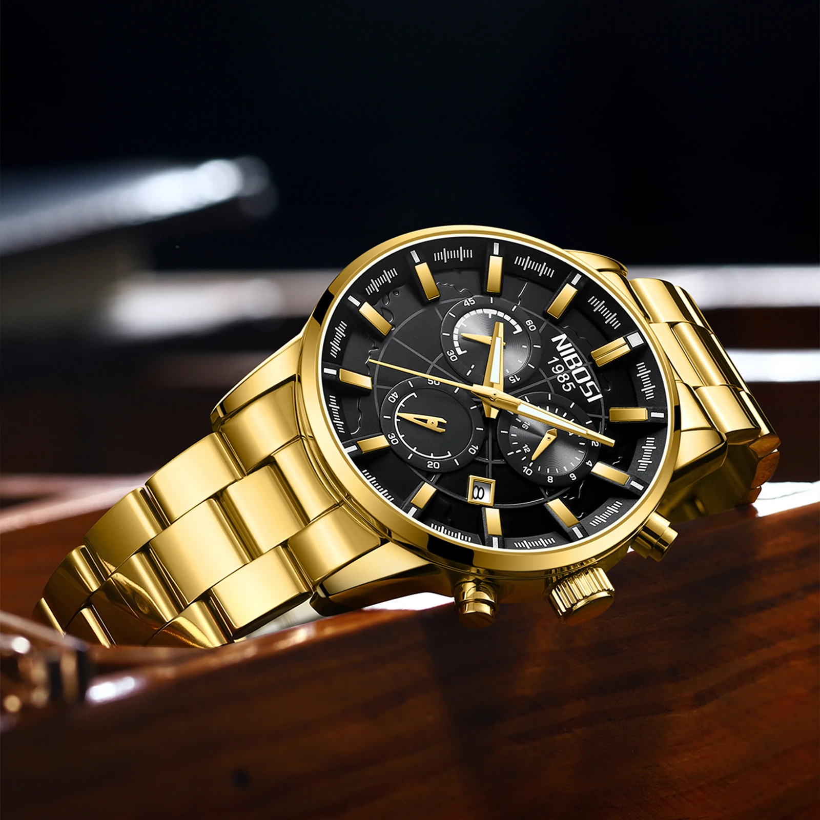 NIBOSI Brand Luxury 2025 Orologio al quarzo da uomo Orologio impermeabile in acciaio inossidabile Cronografo luminoso Orologi per uomo reloj hombre