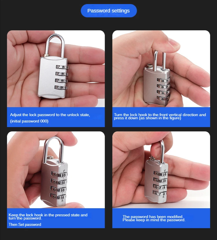 4-Cijfers Code Lock Outdoor Reizen Anti-Diefstal Code Lock Gym Code Lock Waterdicht Hangslot Cijferslot Voor reizen Bagage