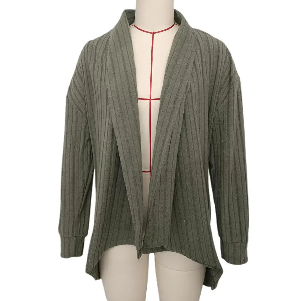 Solid Color Shawl Jacket Chic Cozy Women's Fall Cardigans Irregular Solid Color Soft Texture Mid-length Style for Comfort