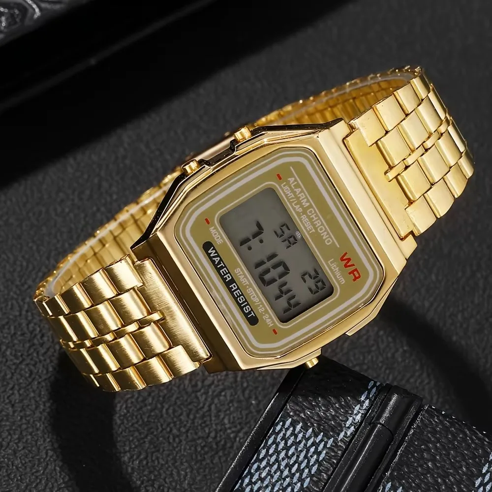 F91W Steel Strap Watches Women Watch Men Business Clock Multifunction LED Digtal Sports Wrist Watch Electronic Clock Electron wi