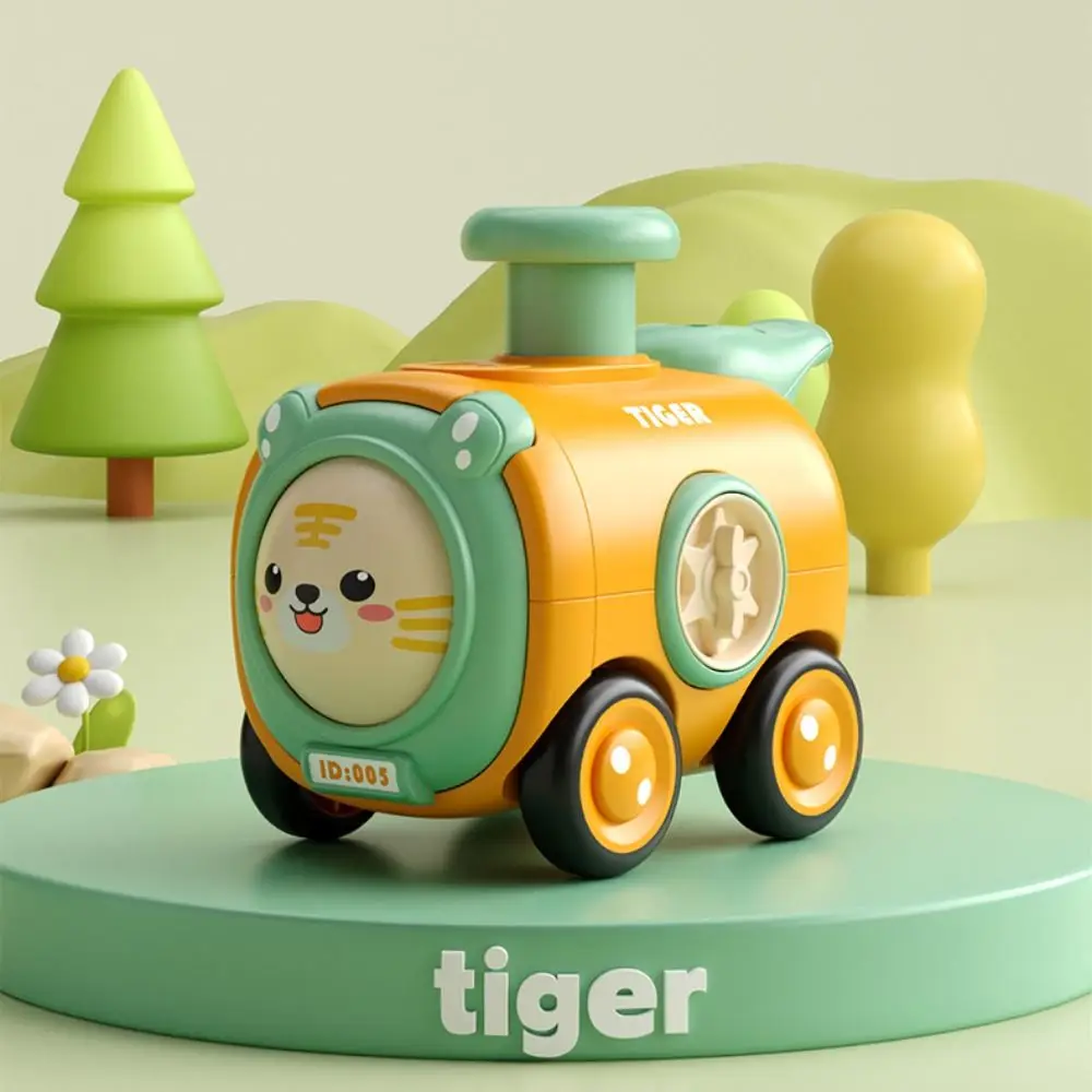 Inertia Toy Car Press To Change Face Whistle Train Crash Resistant Cartoon Car Press and Run Facial Expression Change