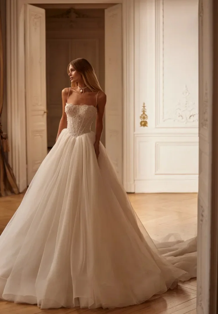 Abiti da sposa in pizzo Abito da ballo per la sposa Abiti 2 in 1 Desmontabile Boda Manica lunga Lusso 2025 De Novia Princesa Alta Costura