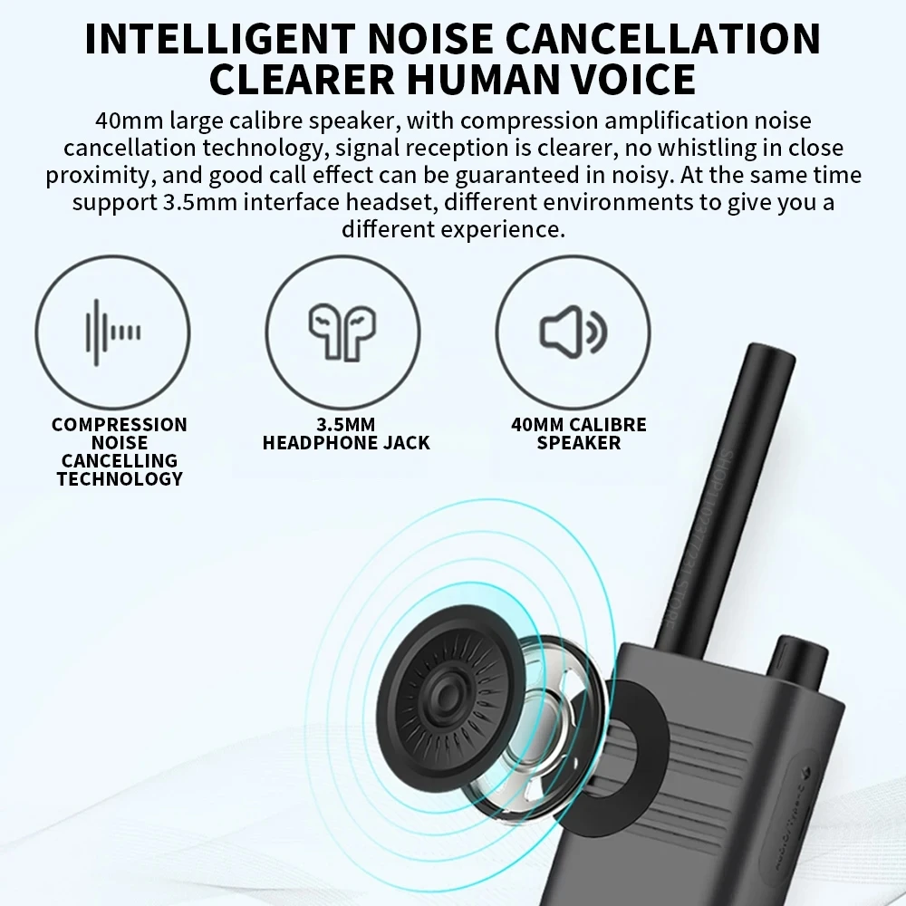 For Xiaomi Beebest Walkie Talkie A208 5W 1-15 Km Call 16 Channel Anti-jamming Long Standby Handheld Interphone for Encrypt Calls