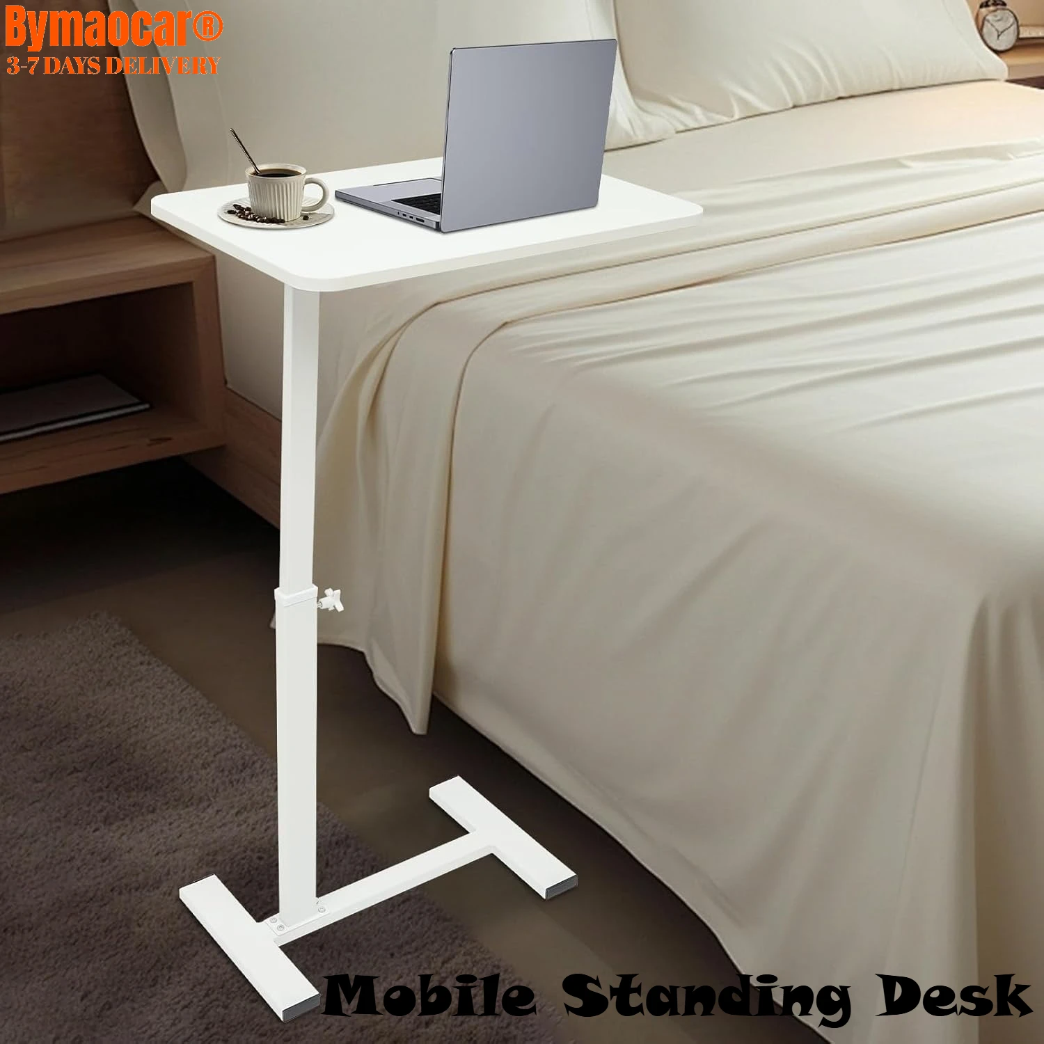 

Mobile Standing Desk, Height Adjustable Rolling Laptop Medical Adjustable Overbed Bedside Table, Portable Cart with Hidden Wheel