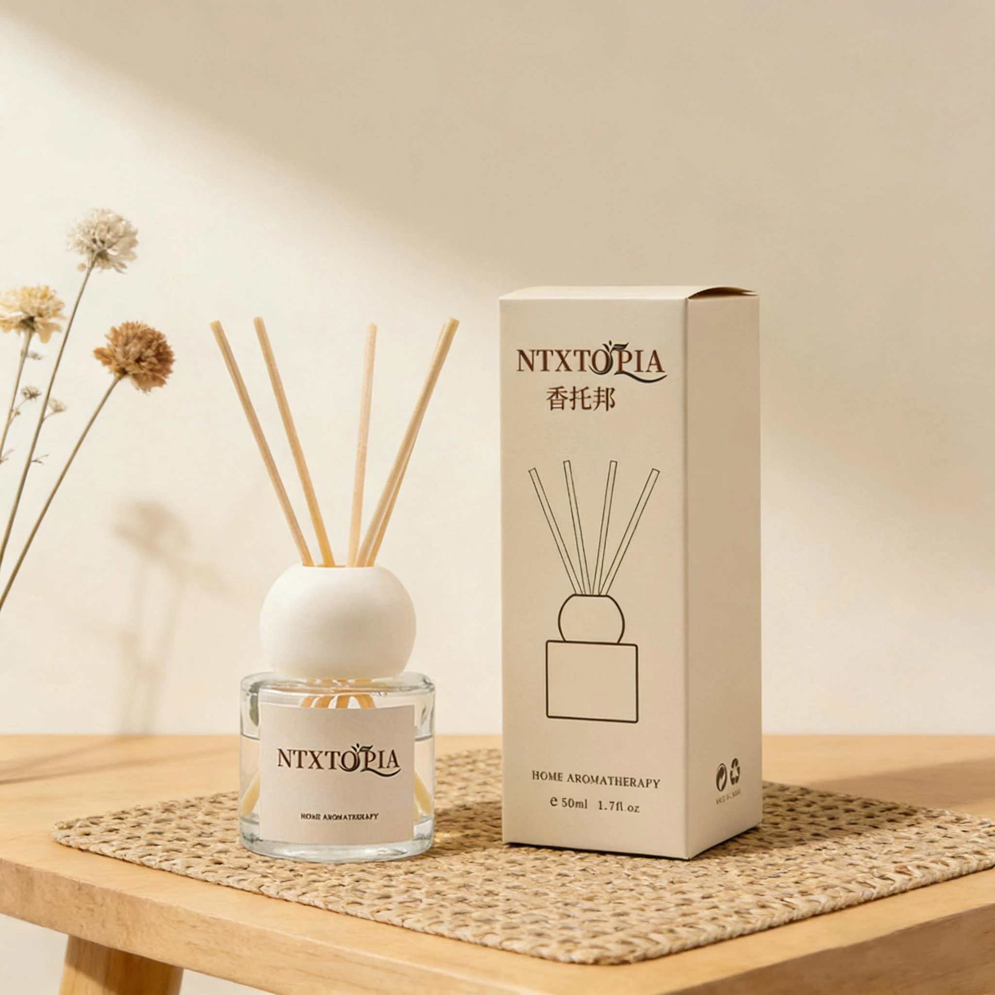 50ml Aromatherapy Essential Oil Flameless Freesia Hilton Fragrance Oil with Reed Diffuser Sticks Room Air Freshener Home Decor