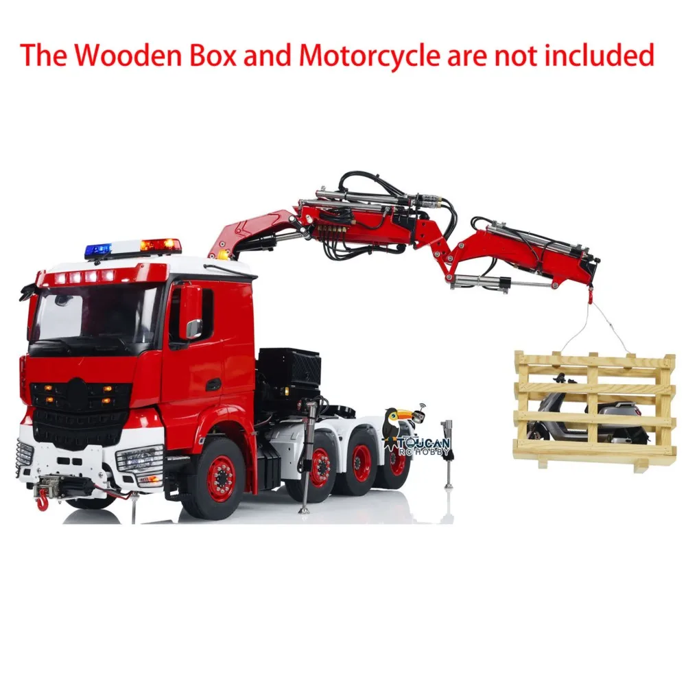 1/14 LESU 8x8 RTR Hydraulic RC Crane Truck Model Fly Jib Metal Chassis Winch Light Sound Set Radio Control 2-Speed Tractor Cars