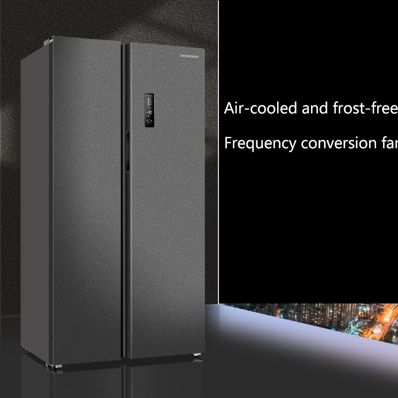 Side By Side Touch Screen Black Stainless Steel 4 Door French Door Refrigerator Fridge Freezer for Household Kitchen Smart