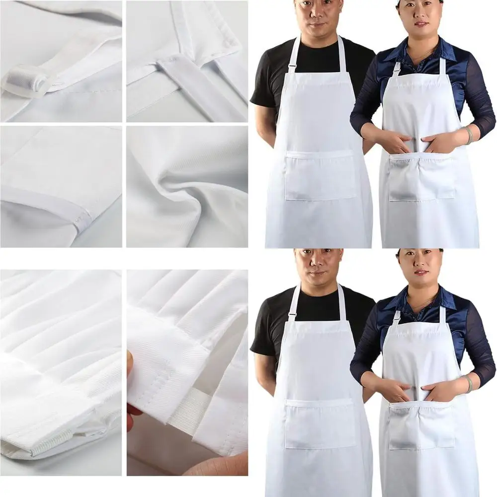 

Регулируемый белый комплект фартуков шеф-повара со шляпой для мужчин и женщин, кухонный фартук из 2 предметов, 33 л x 26 Вт