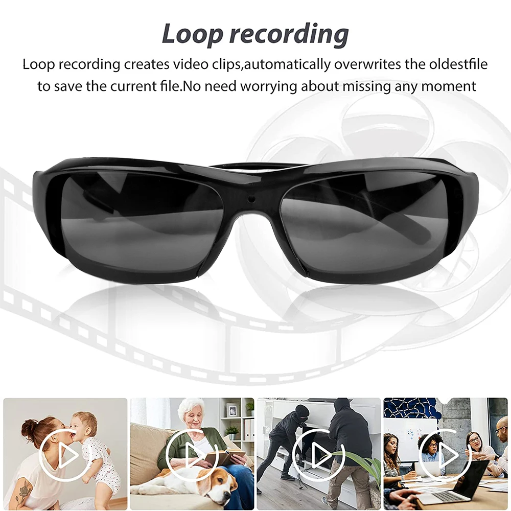KEBIDUMEI Camera Glasses 1080P HD Photo Video Recording Eyeglass Smart Sunglasses Support 128G TF Card for Outdoor Cycling Vlog