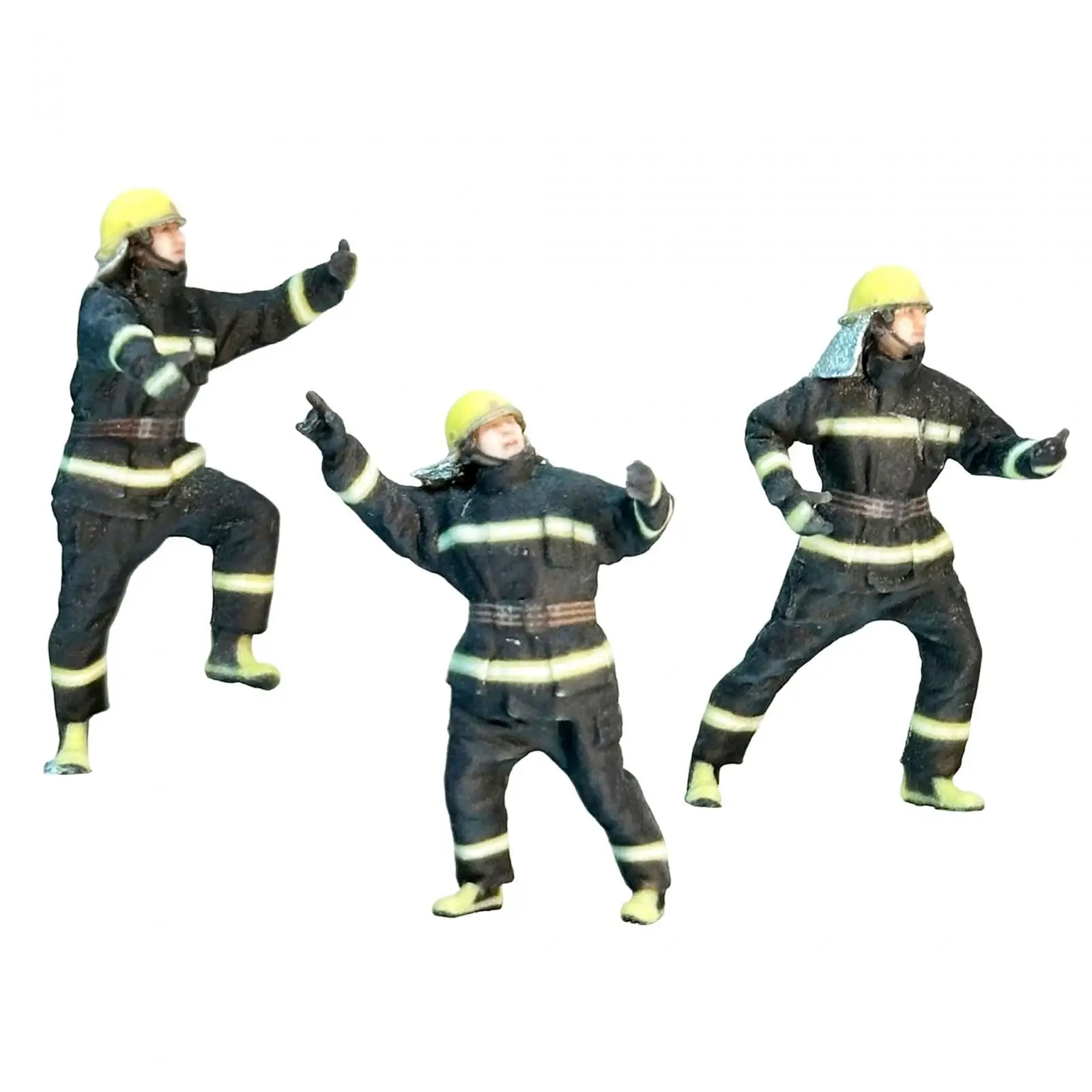 3Pcs Miniature Firefighter Figures Realistic Model Trains People Figures for Scenery Landscape Dollhouse Photography Props Decor