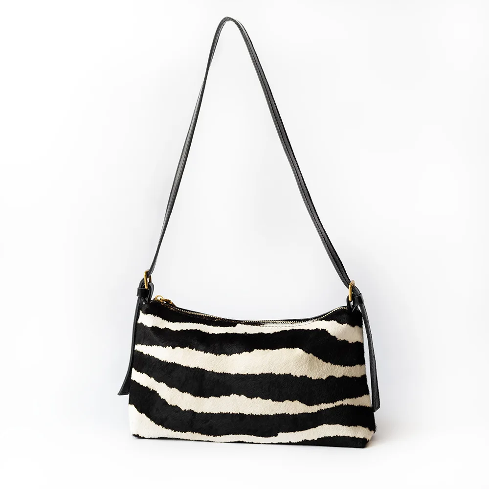 Factory Original Tiger & Zebra pattern First Layer Cowhide Shoulder Bag Popular Ladies Horse Fur Crossbody Bag IL00712