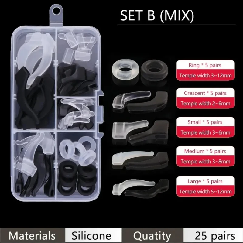 25 Pairs Eyeglasses Retainers Premium Silicone Anti-Slip Eyeglass Holder Comfort Ear Grip Hooks Protectors For Spectacle Eyewear