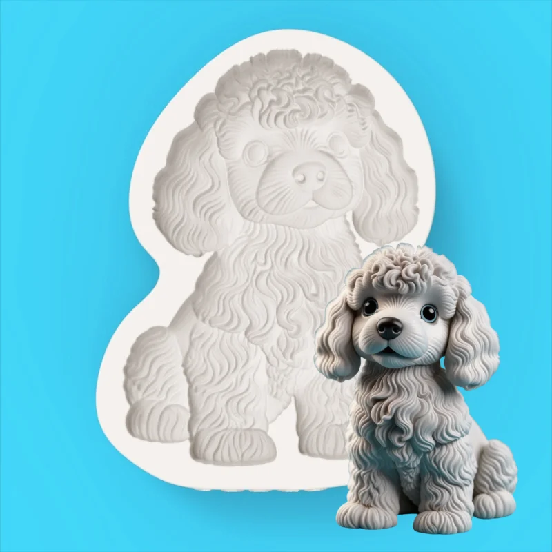 Cute Curly-Haired Poodle Silicone Baking Mold Single Poodle-Shaped Chocolate Fondant Cake Decoration Mold