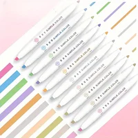 5 Colors Double Headed Highlighter Pen Set Fluorescent Drawing Markers Highlighters Pens Art Japanese Cute Pastel Stationery 4