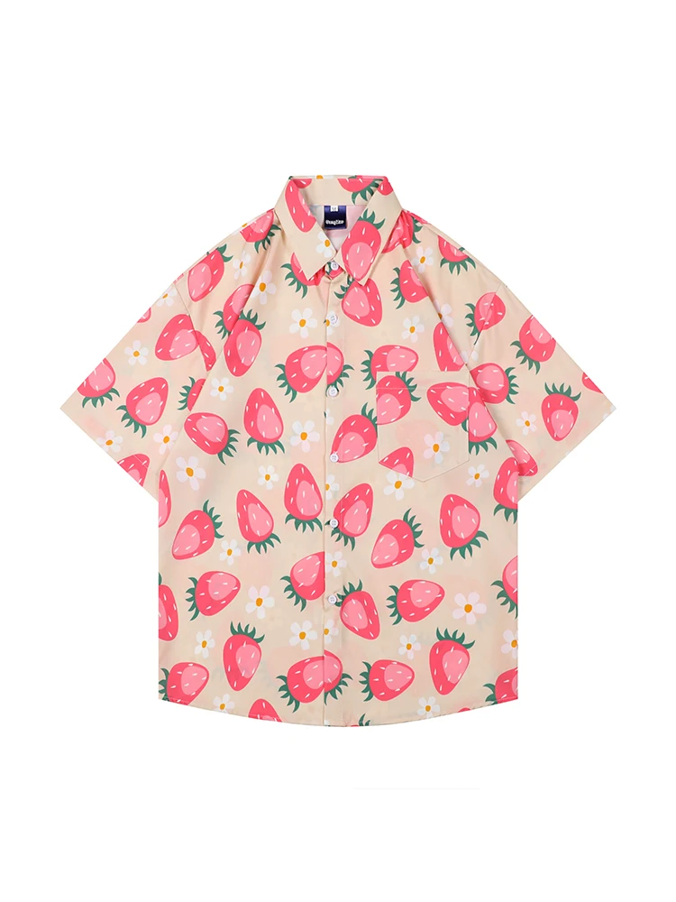 

Летняя футболка из ледяного шелка с розовым цветочным принтом в стиле High Street, ретро-бренд, для мужчин и женщин