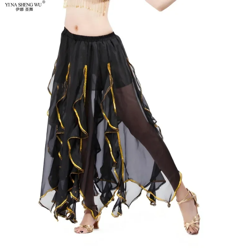 女性ベリーダンススカートインドダンス練習ハーフドレス女性のためのエレガントなスイングスカート社交パフォーマンストレーニング衣装