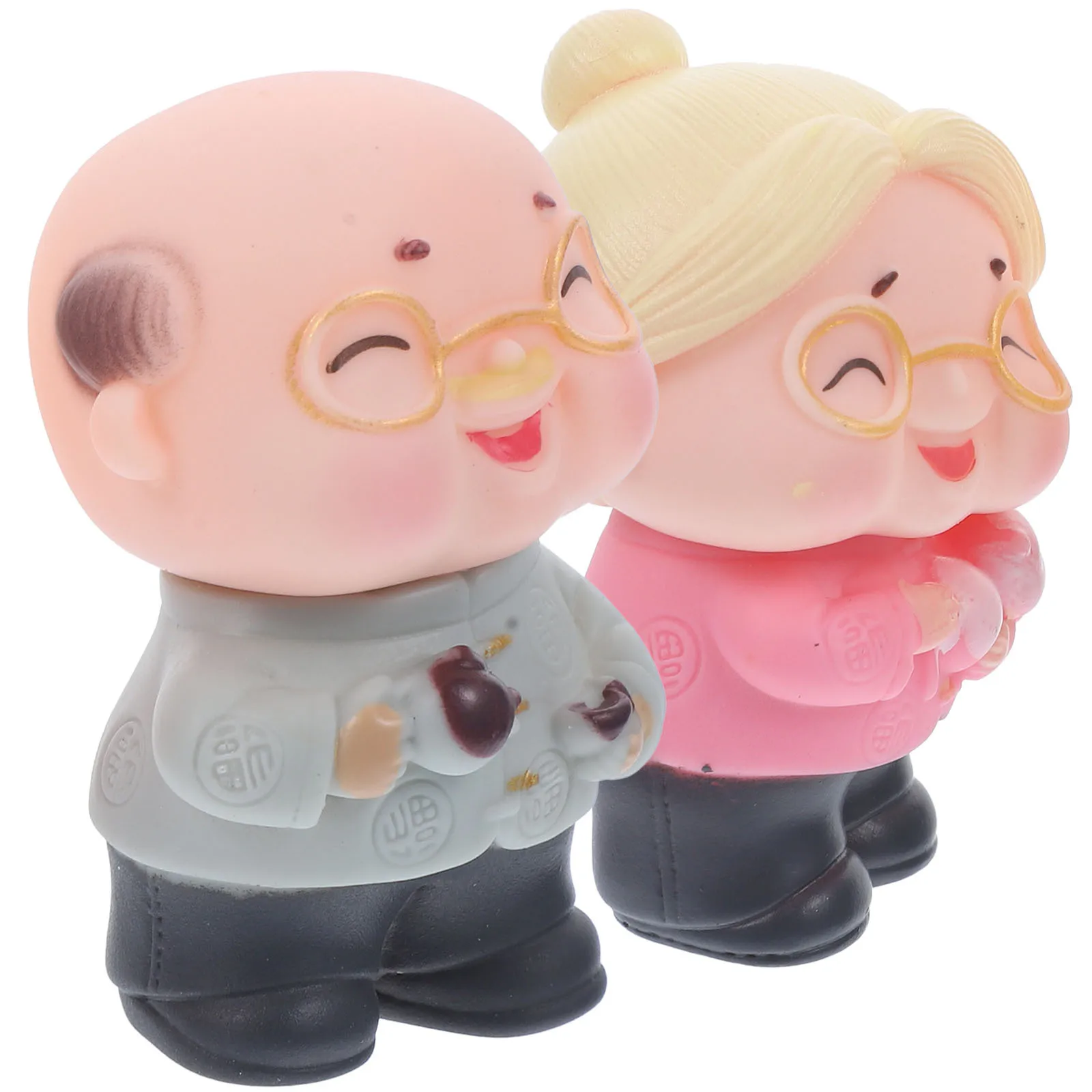 2 قطعة زينة الكعكة الذكرى المركزية البلاستيكية الفن الحرفية لسطح المكتب المشهد الصغير قابلة لإعادة الاستخدام المسنين زوج حلية المنزل الطرف #4