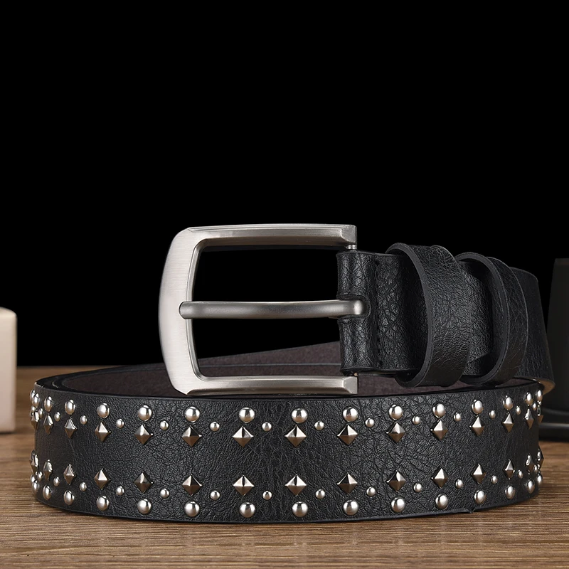 OYIFAN New Rivet Belt Y2K Style Pin Buckle Belt for Men/Ladies, Jeans Belt, Unisex Leather Belt Y2K Belts for men