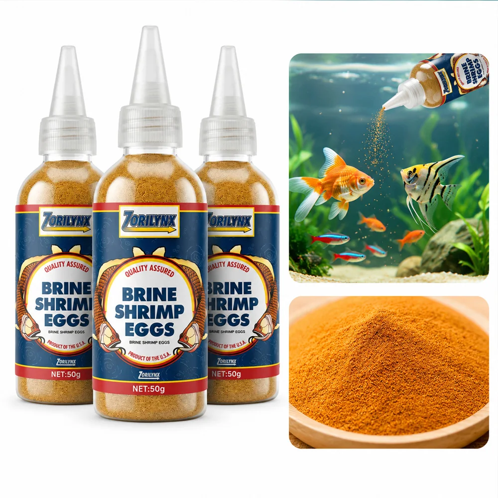 Zorilynx 50g premium salmoura ovos de camarão artemia cistos alta proteína aquário peixe comida para bebê peixe fritar guppy betta alimentação tropical
