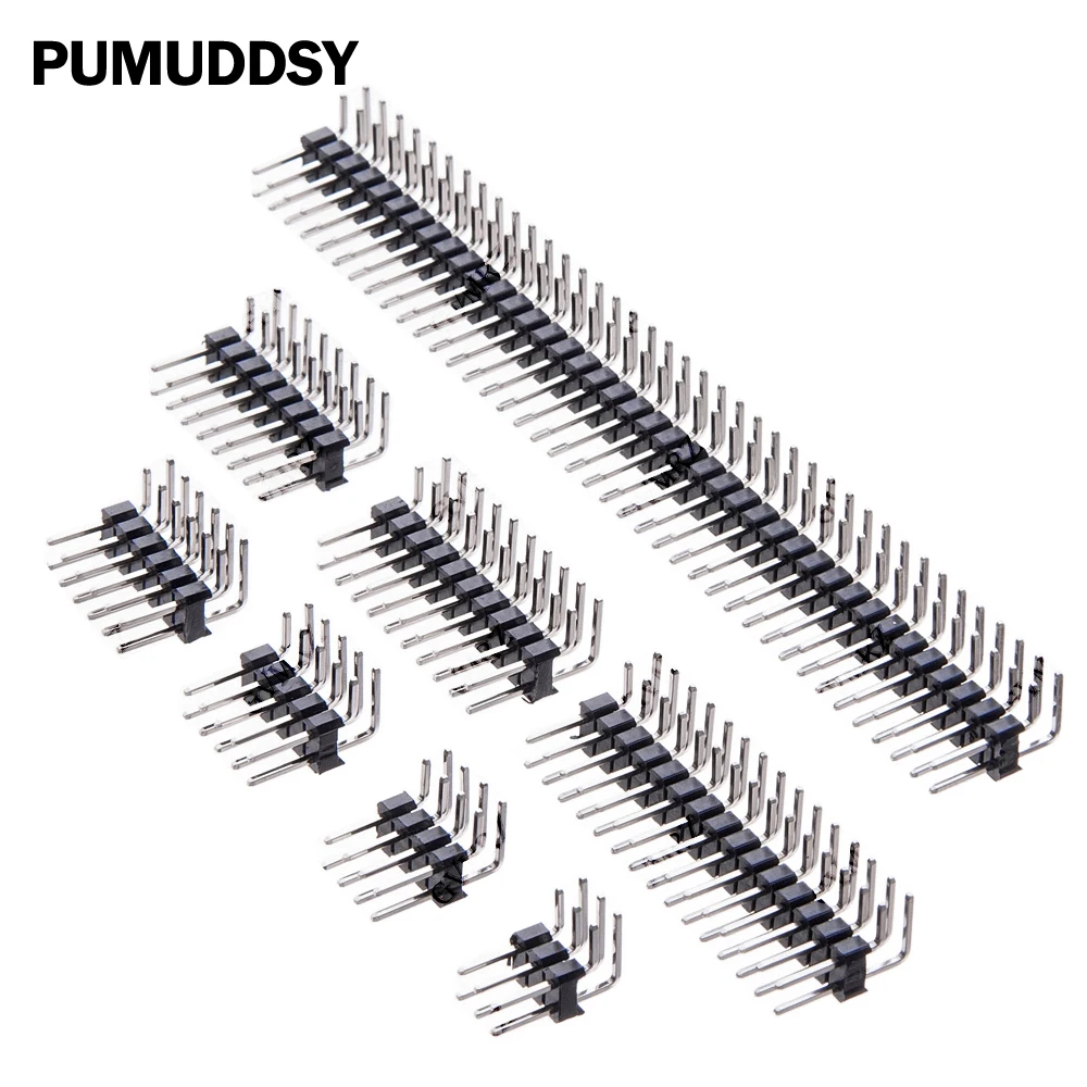 10PCS 2.54mm 10/12/15/40P Double Row 90 Degree Curved Needle Pin Header Connector IC Electronic components 2X3/4/5/6/8