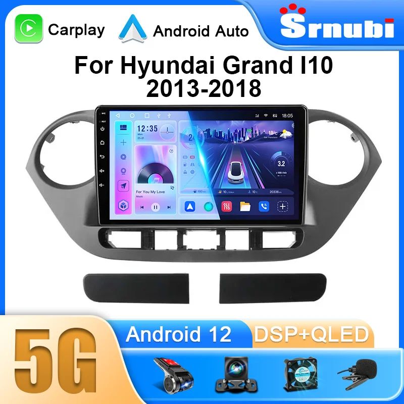 Android 12 Car Radio for Hyundai Grand I10 2013-2018 Multimedia Player 2Din GPS Navigation Carplay Stereo DVD Head Unit Speakers