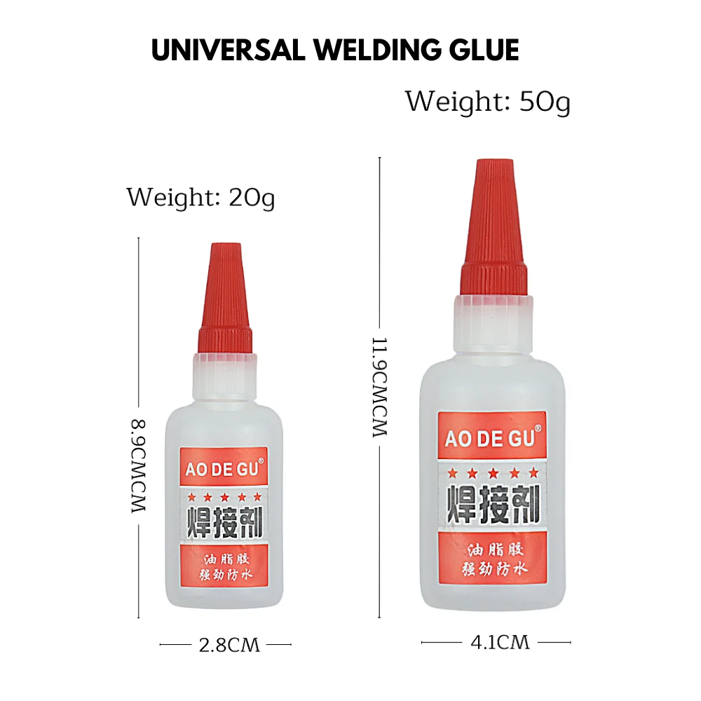 AODEGU 5PCs 20g / 50g Extra Strong Adhesive Welding Plastic Wood Metal Rubber Tire Shoes Repair Soldering Super Glue