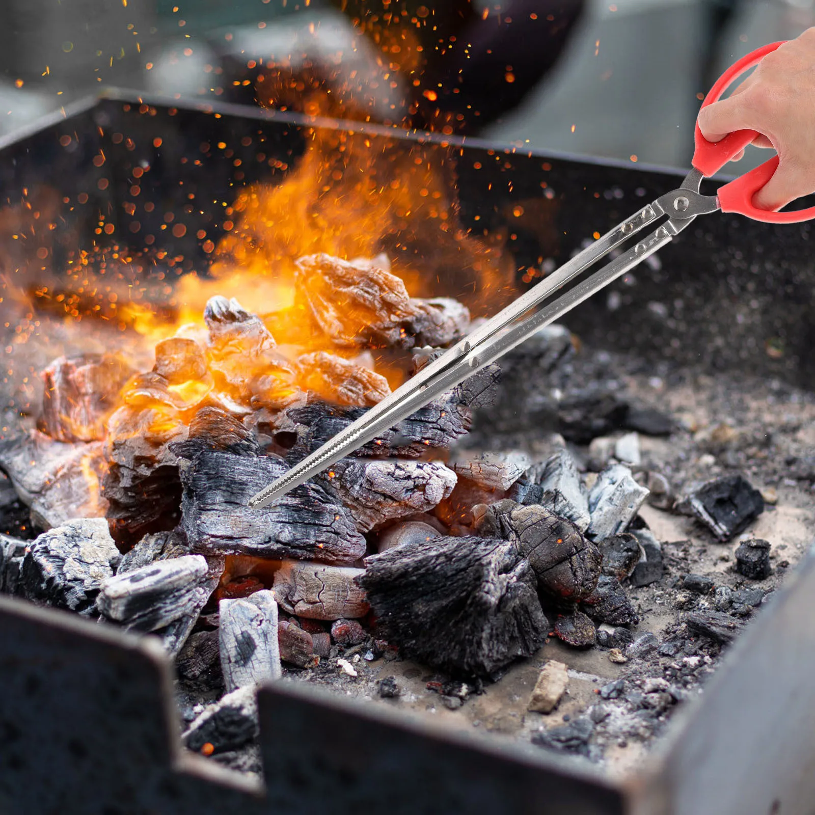 

Outdoor Firewood Tong Stainless Steel Charcoal Clamp Camping Barbecue Fire Pit Fireplace Tool Log Grabber Fire Pit Tongs Outdoor